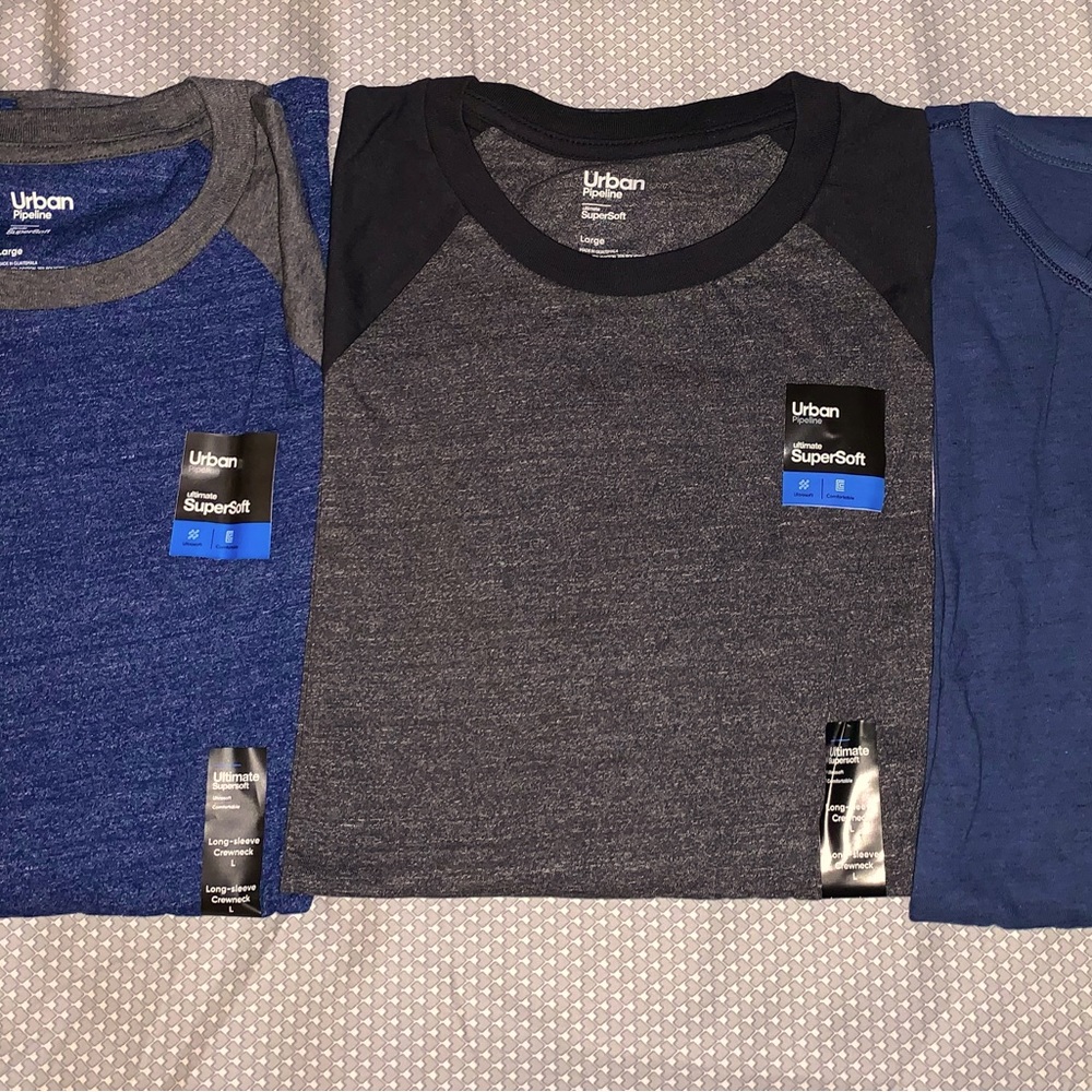 Men’s Long Sleeve, Crew Neck Shirts-Size Large